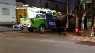 Espectacular choque entre un patrullero y un vehículo particular: Un herido fue trasladado al HIGA