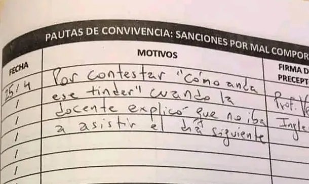 -Cómo anda ese Tinder-: la sanción que terminó en viral
