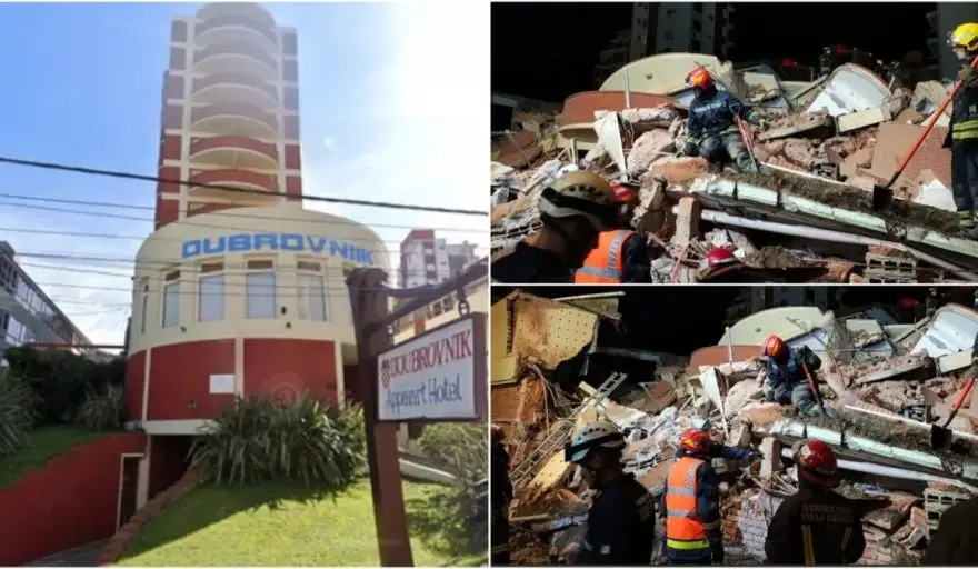 Se derrumbó un hotel en Villa Gesell: hay un fallecido y continúa la búsqueda de sobrevivientes